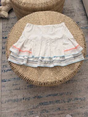 Lucky in Love Women's White Laser Cut Tennis Skirt/Skort, S